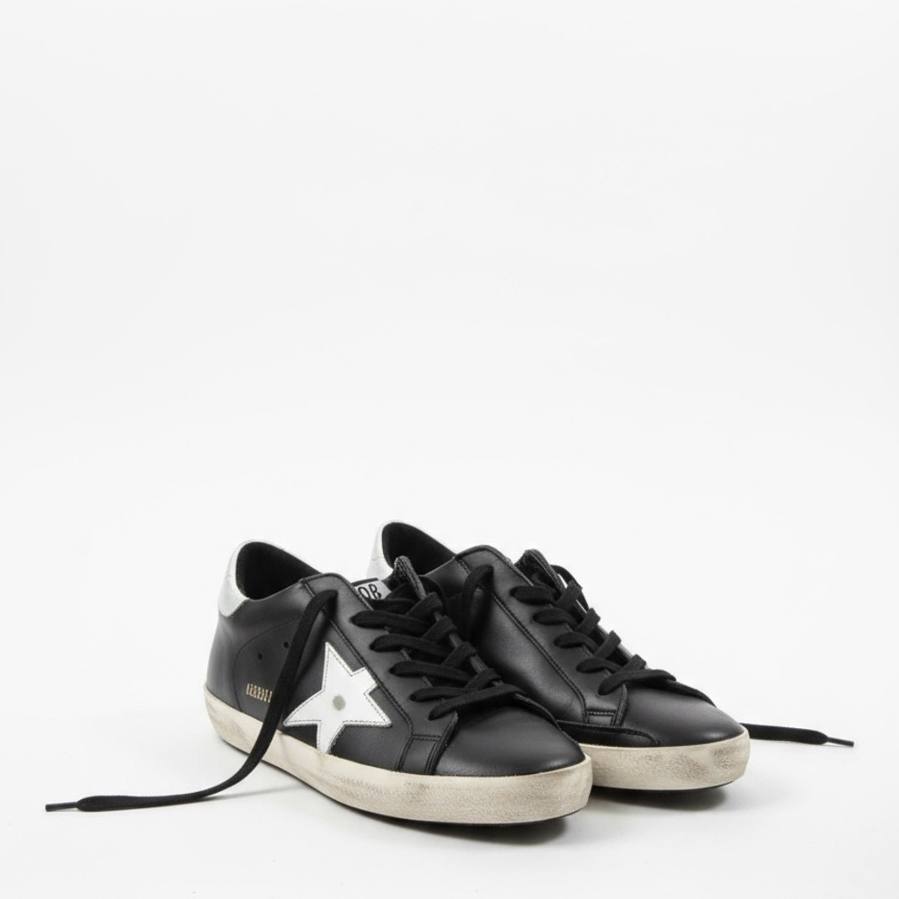 Golden Goose EUC Superstar Black Leather Trainers Size 37